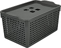 Корзина Мультидом Лофт 644 108 (серый, с крышкой)