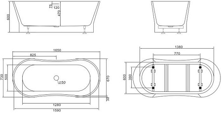 Ванна BelBagno BB406 165x73