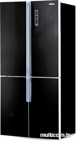 Четырёхдверный холодильник Ginzzu NFK-510 Black glass