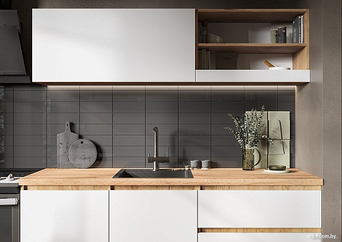 Готовая кухня Стендмебель Хелен 1.7 (белый/дуб крафт золотой)