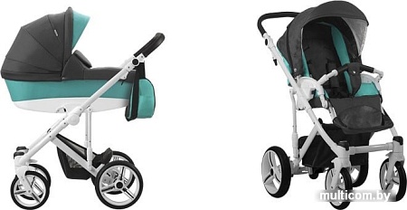 Универсальная коляска BEBETTO Magnum 2018 (2 в 1, 383, белая рама)