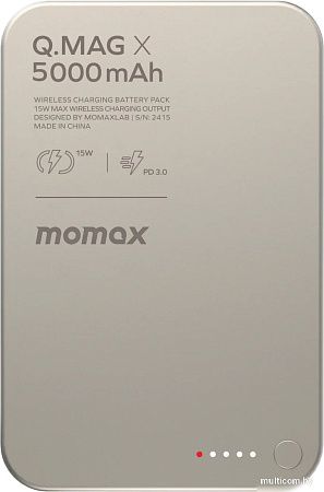 Внешний аккумулятор Momax Q.Mag X Magnetic IP116A 5000mAh (титановый)