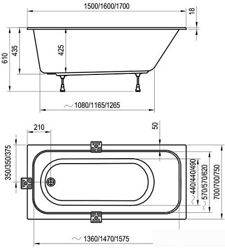 Ванна Ravak Chrome Slim 150x70 C721300000