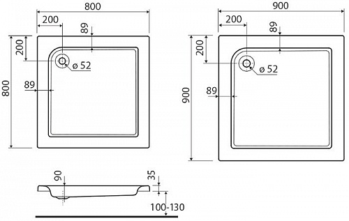 Душевой поддон Kolo Standard Plus 90x90 [XBK1590]