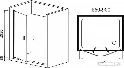 Душевая дверь WeltWasser WW900 900К2-90