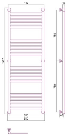 Полотенцесушитель Сунержа Богема+ прямая 1500х500 071-0220-1550
