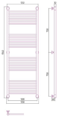 Полотенцесушитель Сунержа Богема+ прямая 1500х500 071-0220-1550