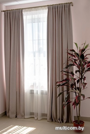 Комплект штор Decoretto Канвас базовый КСБ-K128 3.5x2.6 м (серый, 2 шт)