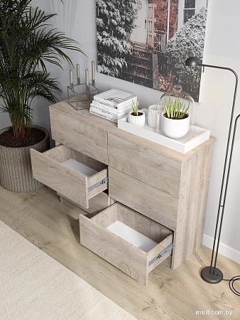 Комод Горизонт Нео 1050 6 ящиков (дуб эндгрейн)