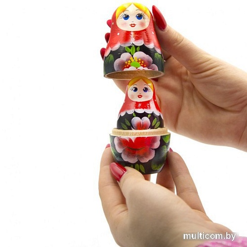 Развивающая игра Брестская Матрешка В красном платке с ромашками и маками (набор 5 шт)
