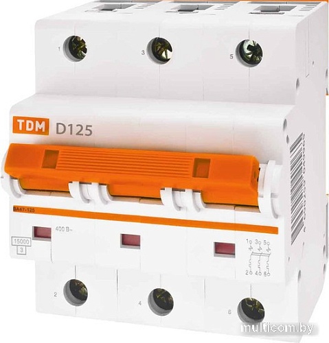 Выключатель автоматический TDM Electric ВА 47-125 3Р 125А (D) 15кА SQ0208-0036