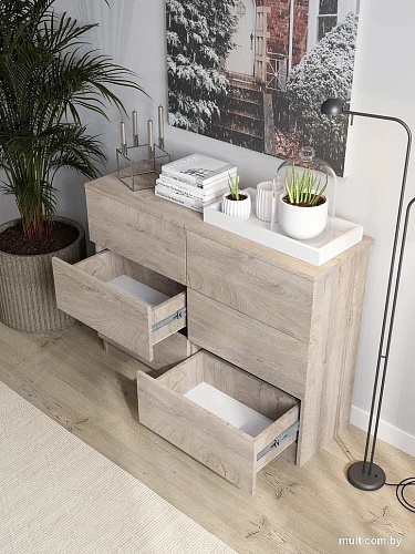 Комод Горизонт Нео 1050 6 ящиков (дуб эндгрейн)