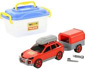 Игрушечный транспорт Полесье Автомобиль легковой с прицепом (в контейнере) 56658