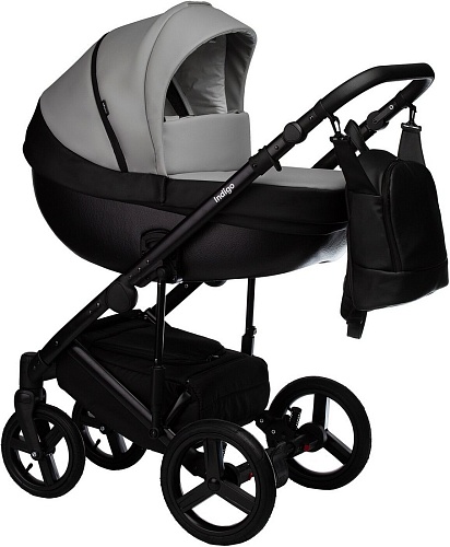 Универсальная коляска Indigo Tour Eco (2 в 1, te 02/черная кожа+серая кожа)