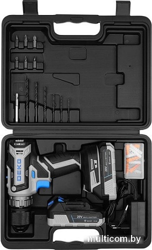 Дрель-шуруповерт Deko DKCD20V PRO 080-1001 (с 2-мя АКБ, кейс, оснастка)