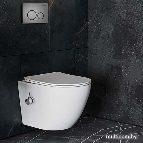Унитаз подвесной Roxen Antares Bidet в комплекте с инсталляцией StounFix Slim 6 в 1 962282 (кнопка: оружейная сталь)