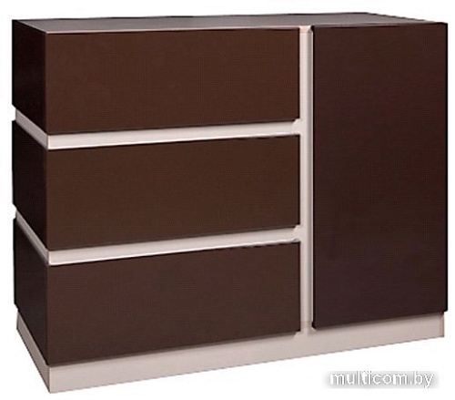 Тумба КМК Мебель Хилтон 1Д3Я 0651.3 (капучино светлый-мокко глянец)