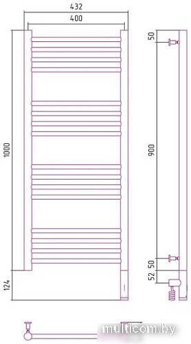 Полотенцесушитель Сунержа Богема 3.0 прямая 1000х400 МЭМ правый 31-5805-1040