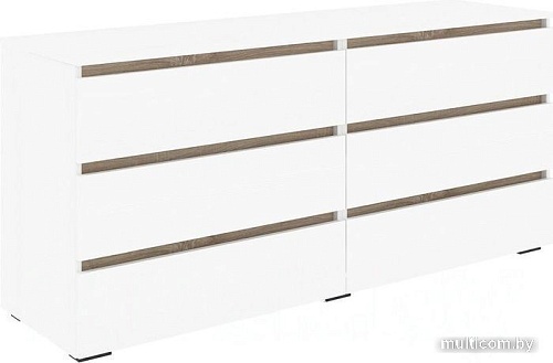 Комод Кортекс-мебель Бари 160 6ш (белый/белый/дуб сонома)