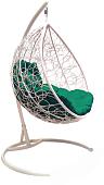 Подвесное кресло M-Group Капля 11020104 (белый ротанг/зеленая подушка)