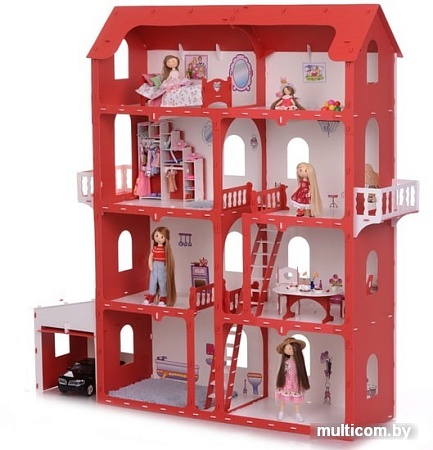 Krasatoys Коттедж Александра с мебелью 000252 (белый/красный)