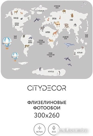 Фотообои Citydecor Детская Карта мира 385 300x260