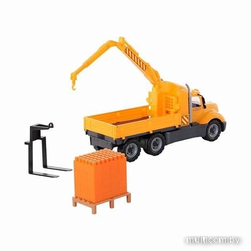 Полесье Майк автомобиль-кран с манипулятором + конструктор 30 эл. 55590