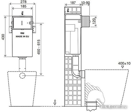Инсталляция для унитаза OLI Quadra Plus механика