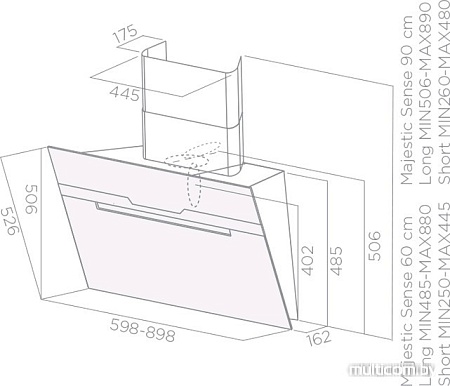 Кухонная вытяжка Elica Majestic Sense BL/F/60