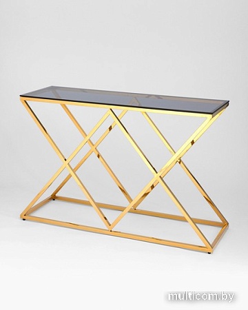 Консольный стол Stool Group Инсигния 115x30 ECST-026-TG-SK (стекло Smoke/сталь золото)
