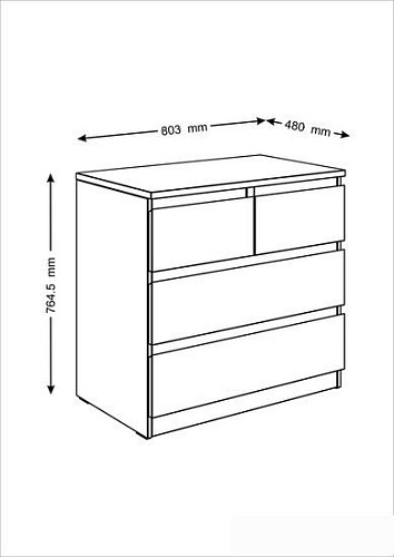 Комод Mio Tesoro Мальта 4 ящика 80x76 2.05.02.050.1 (белый)