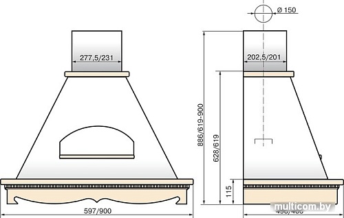 Кухонная вытяжка Elikor Бельведер 90П-650-П3Д (бежевый/дуб)