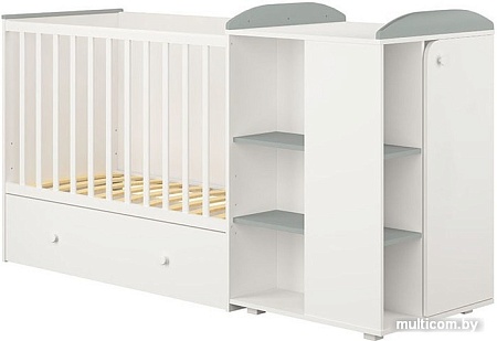 Кроватка-трансформер Polini Kids Ameli 800, с комодом (белый/серый)