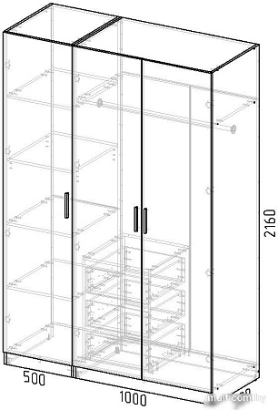 Шкаф распашной Интермебель Марсель-3 МР 01-03 (белый премиум)