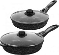 Набор сковород Elan Gallery Гармония вкуса 120134+2 (черный мрамор)