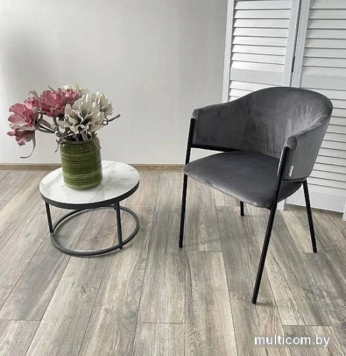 Стул с подлокотниками M-City Dill 628M03773 (bluvel-14 серый велюр/черный)