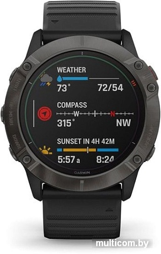 Умные часы Garmin Fenix 6X Pro Solar (титановый серый DLC/черный)