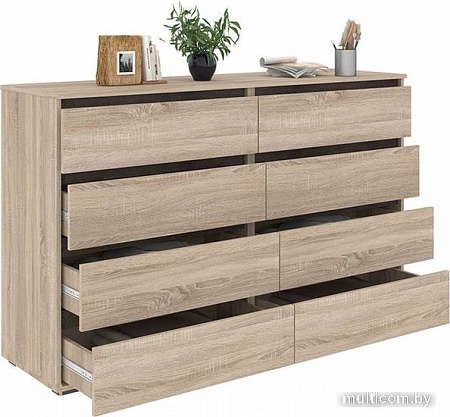 Комод Кортекс-мебель Бари 160 8ш (дуб сонома/дуб сонома/береза)