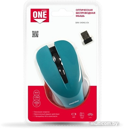 Мышь SmartBuy One 340AG (голубой/черный)