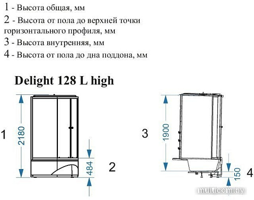 Душевая кабина Domani-Spa Delight 128 High 120x80 L (черный/тонированное)