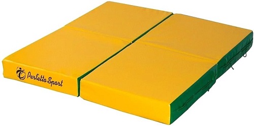 Cпортивный мат Perfetto Sport №11 складной 100x100x10 (зеленый/желтый)