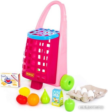 Тележка игрушечная Полесье Забавная с набором продуктов 67944