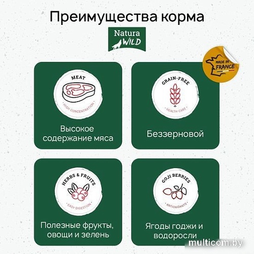 Сухой корм для собак Natura Wild Tiny Prairie беззерновой для собак миниатюрных пород с лососем, тунцом и индейкой 2 кг