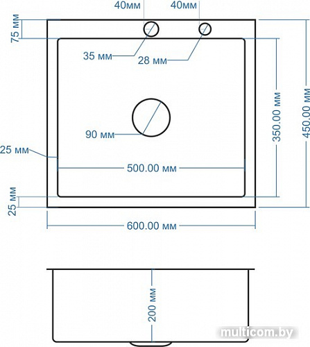 Кухонная мойка Avina HM6045 PVD (графит)