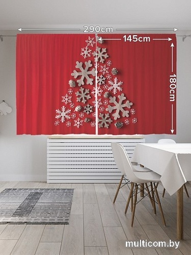 Комплект штор JoyArty Елочка из снежинок Oxford DeLux 1.45x1.8 м pox_380840 (2 шт)