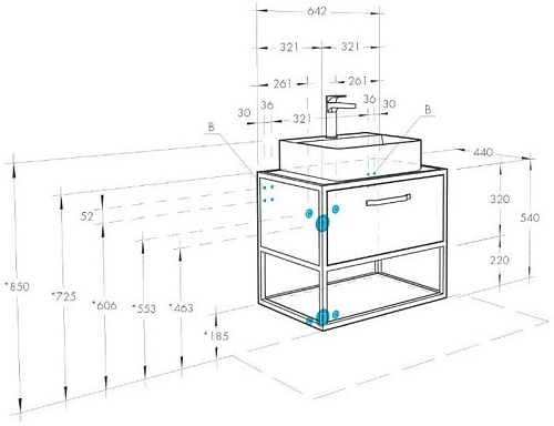 Акватон Тумба с умывальником Лофт Фабрик 65 1A2423K2LTDU0
