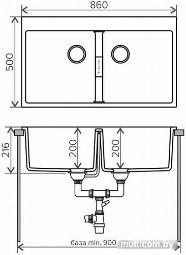 Кухонная мойка Tolero Loft TL-862 (черный)