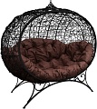 Садовый диван M-Group Улей на ножках 11220405 (черный ротанг/коричневая подушка)