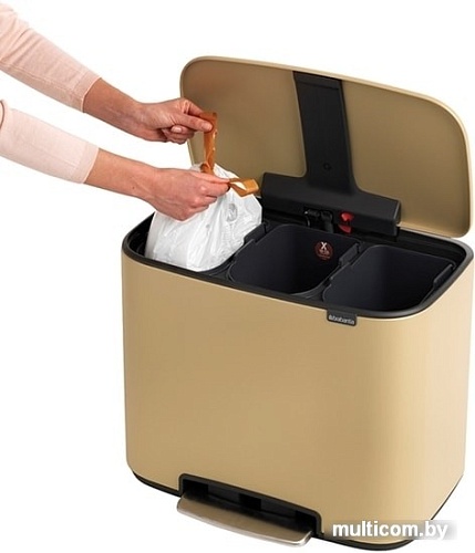 Brabantia Bo Pedal Bin 3 x 11л (минерально-золотой)