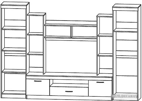 Стенка Астрид-Мебель Палермо-4 ЦРК.ПЛР.04 (анкор белый-венге)